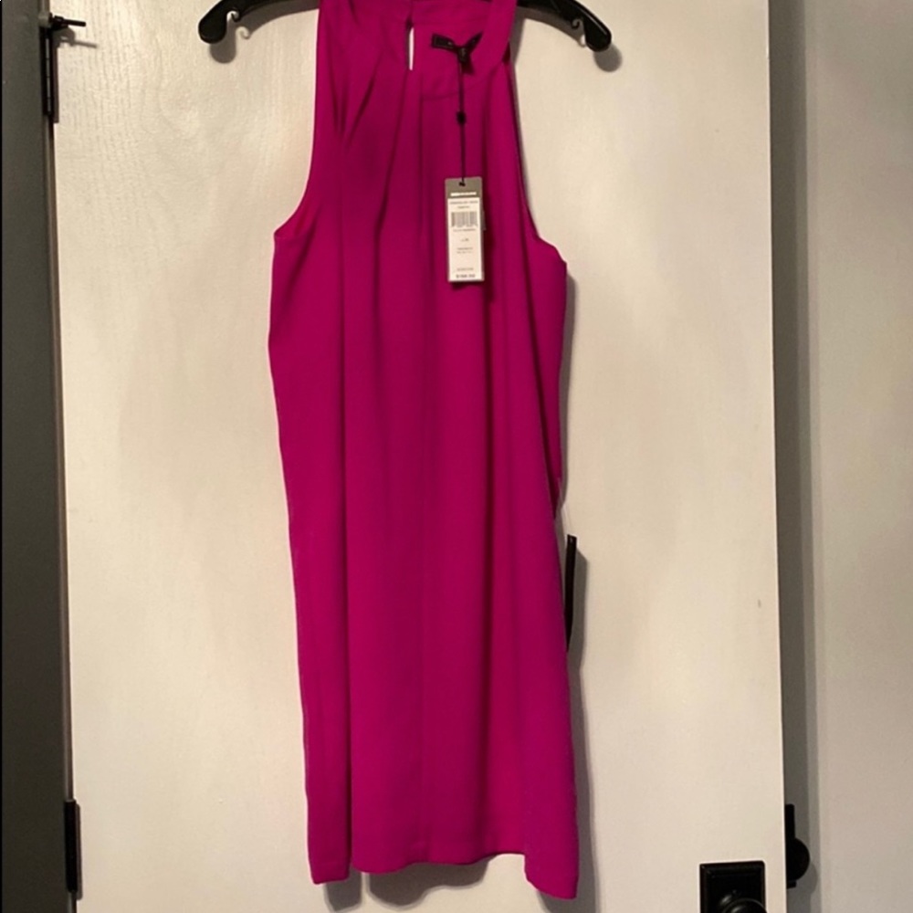 Tristan Magenta pleated halter shift dress